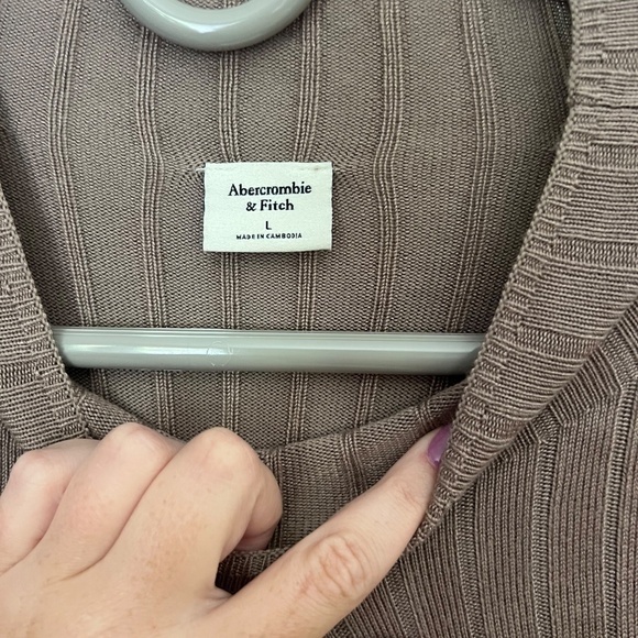 Abercrombie & Fitch Tan Ribbed Knit Bodycon Dress Large - Picture 2 of 3